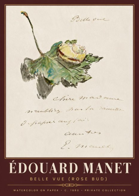 Édouard Manet A Rosebud with Leaf No6 - Affiche