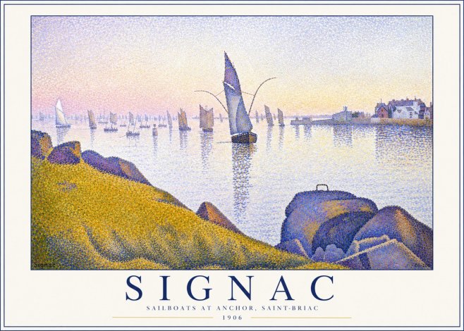 Signac Sailboats at Anchor, Saint-briac No1 - Affiche