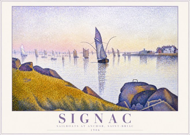 Signac Sailboats at Anchor, Saint-briac No2 - Affiche