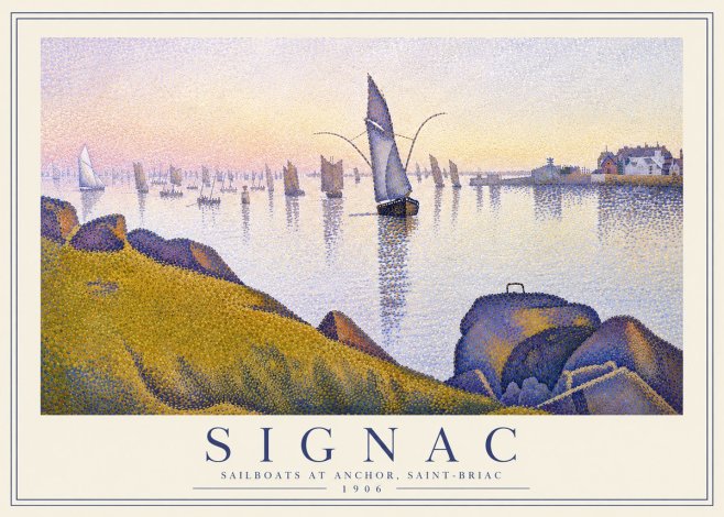 Signac Sailboats at Anchor, Saint-briac No3 - Affiche