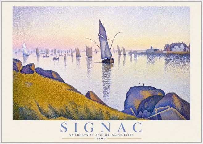 Signac Sailboats at Anchor, Saint-briac No4 - Affiche