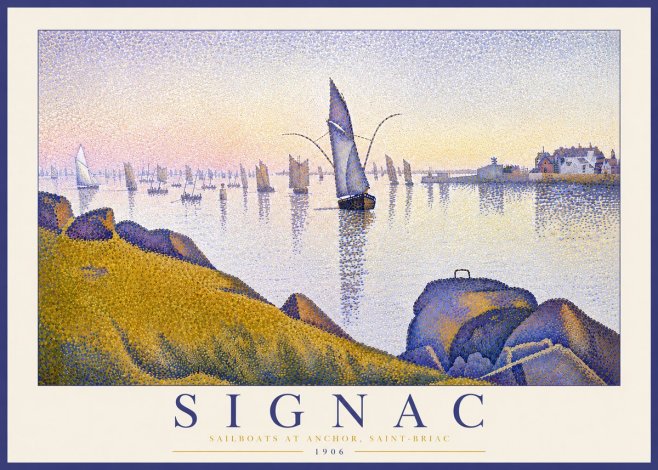 Signac Sailboats at Anchor, Saint-briac No5 - Affiche