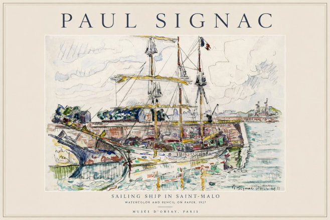 Signac Sailing Ship in Saint-malo No1 - Affiche