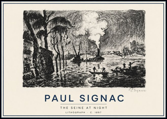 Signac The Seine at Night No3 - Affiche