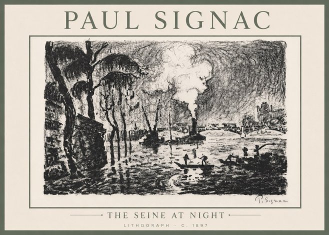 Signac The Seine at Night No6 - Affiche