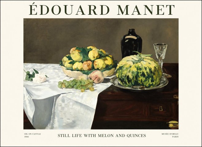 Édouard Manet Still Life with Melon and Quinces No1 - Affiche