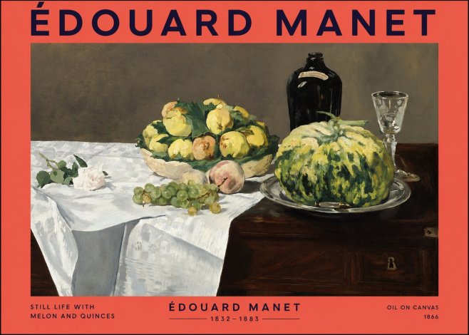 Édouard Manet Still Life with Melon and Quinces No2 - Affiche