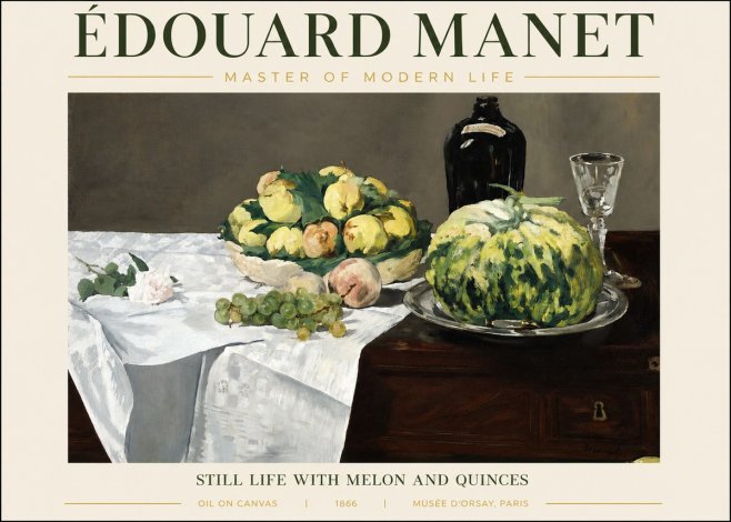 Édouard Manet Still Life with Melon and Quinces No3 - Affiche