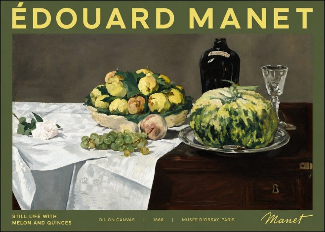 Édouard Manet Still Life with Melon and Quinces No4 - Affiche