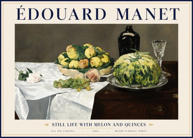 Édouard Manet Still Life with Melon and Quinces No5 - Affiche