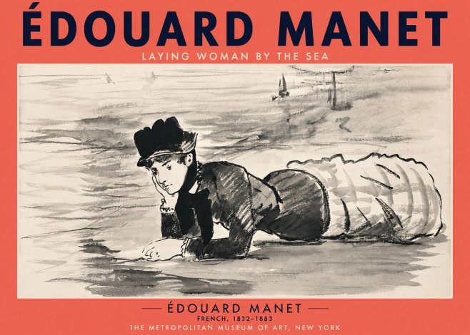 Édouard Manet Laying Woman by the Sea No2 - Affiche