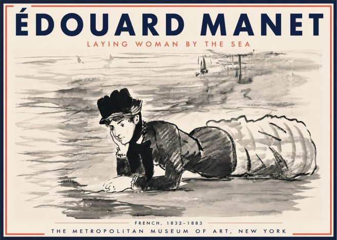 Édouard Manet Laying Woman by the Sea No3 - Affiche
