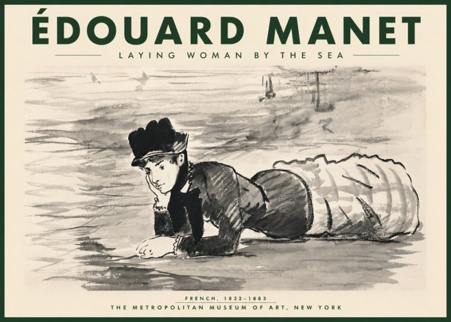 Édouard Manet Laying Woman by the Sea No4 - Affiche