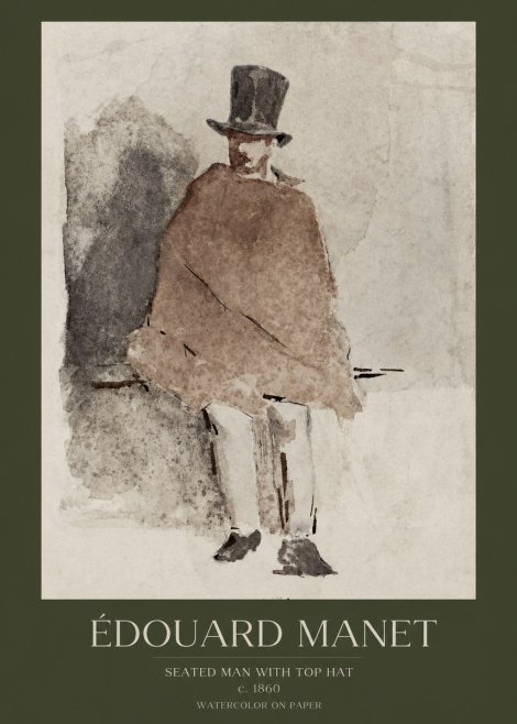 Édouard Manet Seated Man with Top Hat No1 - Affiche