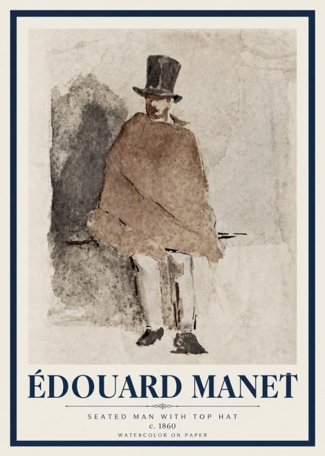 Édouard Manet Seated Man with Top Hat No3 - Affiche