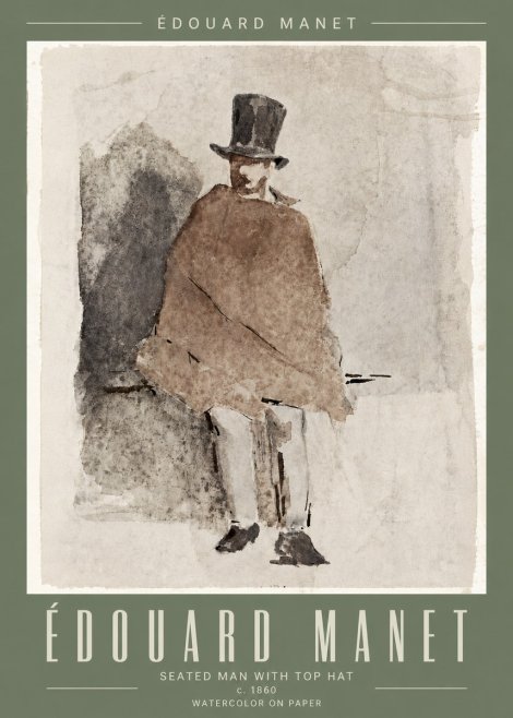 Édouard Manet Seated Man with Top Hat No4 - Affiche
