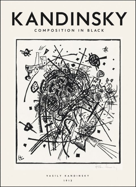 Kandinsky Composition in Black No1 - Affiche