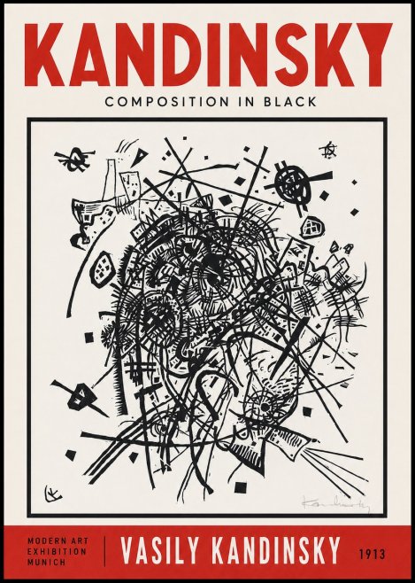 Kandinsky Composition in Black No2 - Affiche