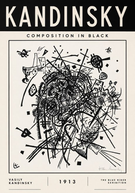 Kandinsky Composition in Black No3 - Affiche
