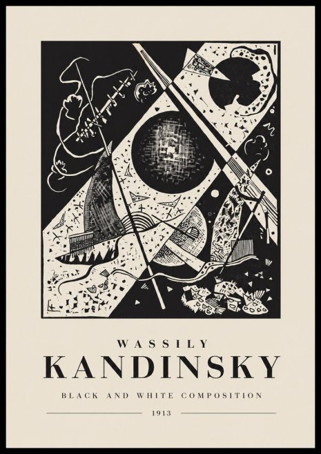 Kandinsky Black and White Composition No1 - Affiche