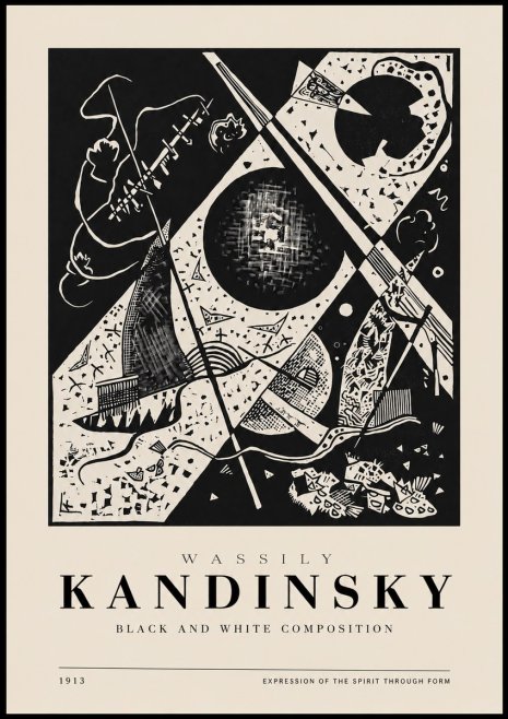 Kandinsky Black and White Composition No3 - Affiche