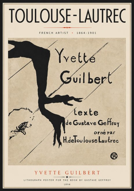 Toulouse-Lautrec Yvette Guilbert No5 - Affiche