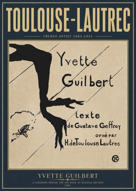 Toulouse-Lautrec Yvette Guilbert No6 - Affiche