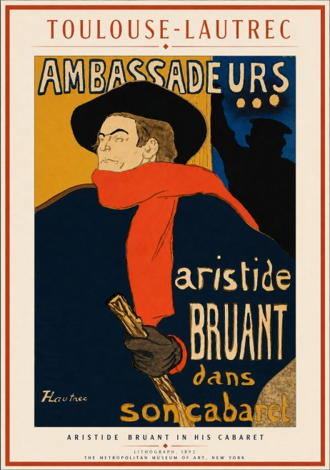 Toulouse-Lautrec Aristide Bruant in His Cabaret No3 - Affiche