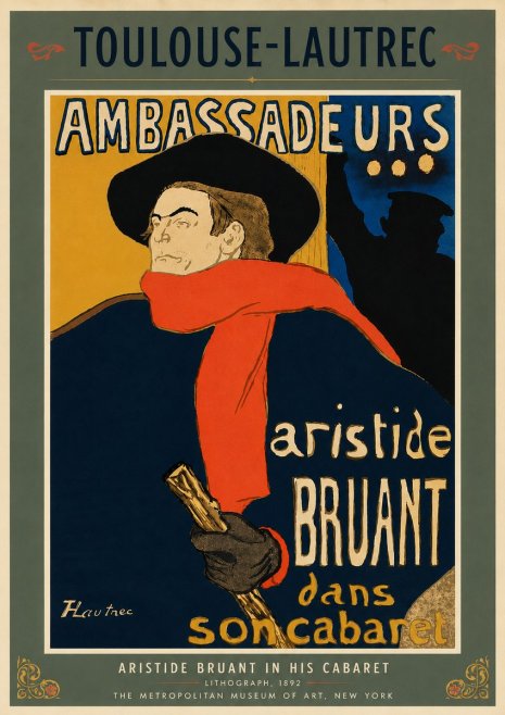 Toulouse-Lautrec Aristide Bruant in His Cabaret No5 - Affiche