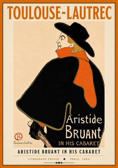 Toulouse-Lautrec Aristide Bruant in His Cabaret No4 - Affiche