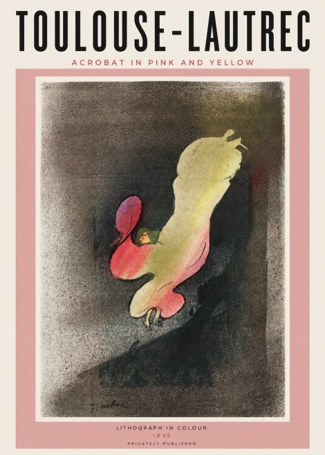 Toulouse-Lautrec Acrobat in Pink and Yellow No6 - Affiche