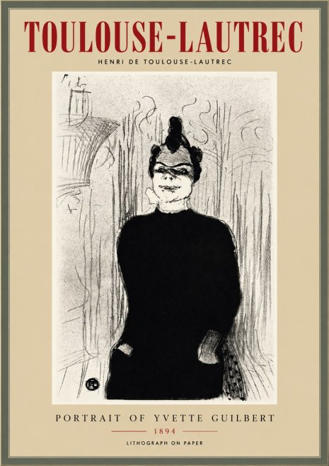 Toulouse-Lautrec Portrait of Yvette Guilbert No3 - Affiche