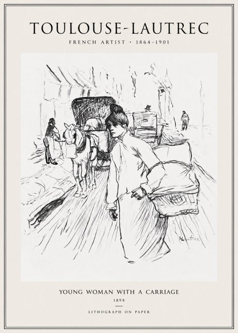 Toulouse-Lautrec Young Woman with a Carriage No1 - Affiche