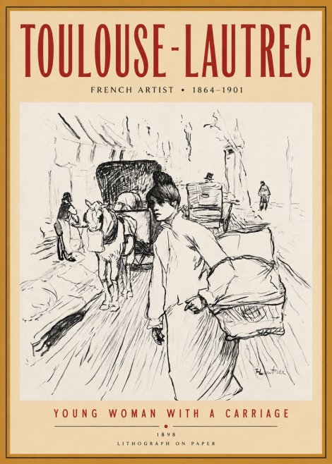 Toulouse-Lautrec Young Woman with a Carriage No3 - Affiche