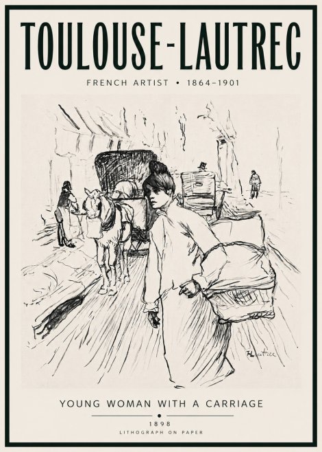 Toulouse-Lautrec Young Woman with a Carriage No4 - Affiche