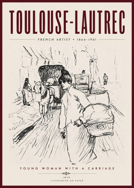 Toulouse-Lautrec Young Woman with a Carriage No5 - Affiche
