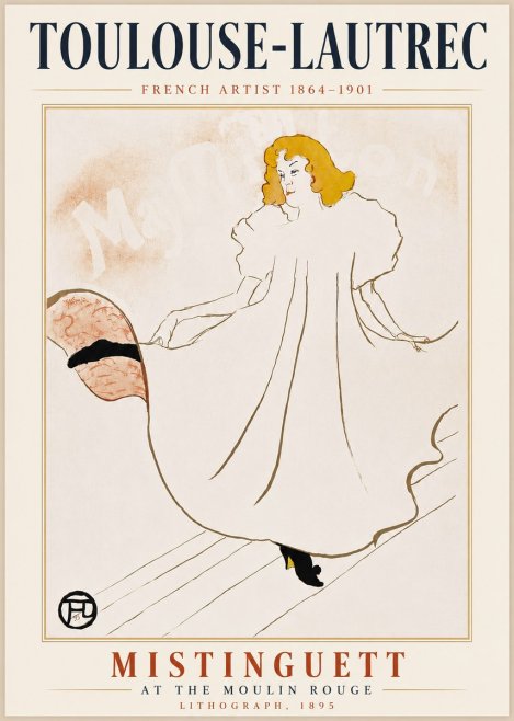 Toulouse-Lautrec Mistinguett at the Moulin Rouge No5 - Affiche
