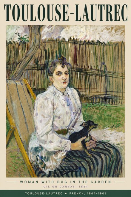 Toulouse-Lautrec Woman with Dog in the Garden No3 - Affiche
