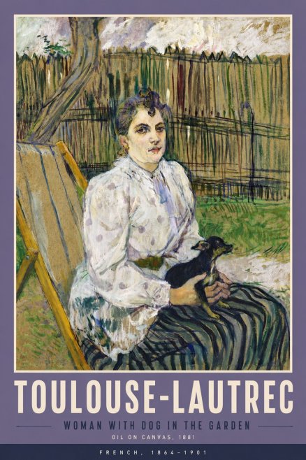 Toulouse-Lautrec Woman with Dog in the Garden No5 - Affiche