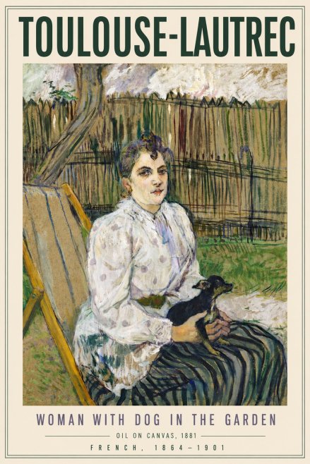 Toulouse-Lautrec Woman with Dog in the Garden No6 - Affiche