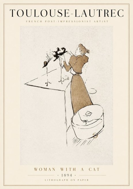 Toulouse-Lautrec Woman with a Cat No1 - Affiche