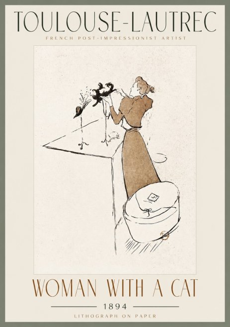 Toulouse-Lautrec Woman with a Cat No2 - Affiche