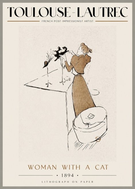 Toulouse-Lautrec Woman with a Cat No3 - Affiche