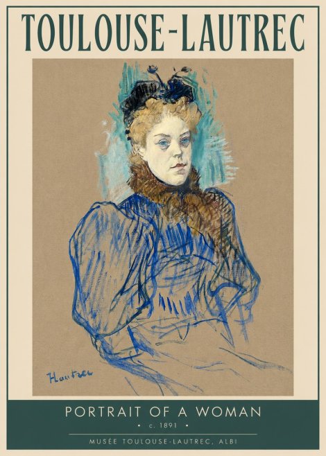 Toulouse-Lautrec Portrait of a Woman No2 - Affiche