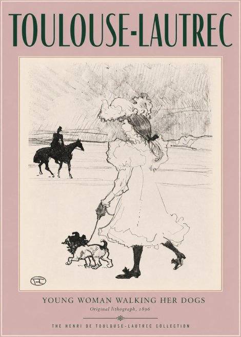 Toulouse-Lautrec Young Woman Walking Her Dogs No2 - Affiche