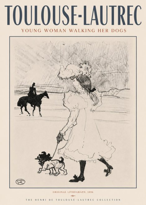 Toulouse-Lautrec Young Woman Walking Her Dogs No4 - Affiche