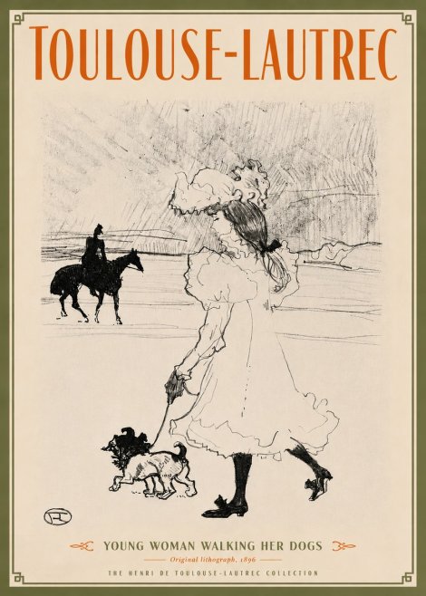 Toulouse-Lautrec Young Woman Walking Her Dogs No5 - Affiche