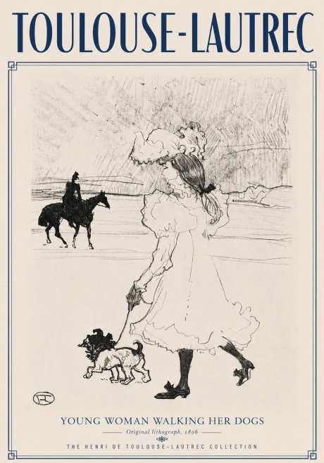 Toulouse-Lautrec Young Woman Walking Her Dogs No6 - Affiche