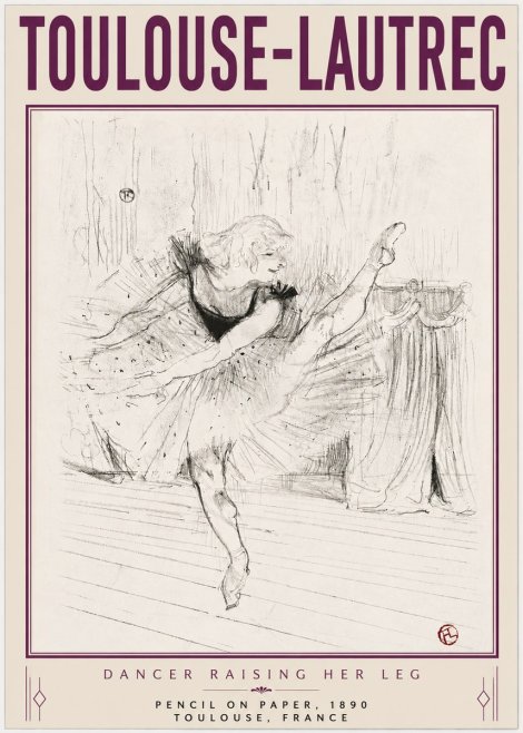 Toulouse-Lautrec Dancer Raising Her Leg No4 - Affiche
