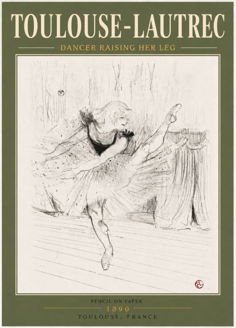Toulouse-Lautrec Dancer Raising Her Leg No5 - Affiche